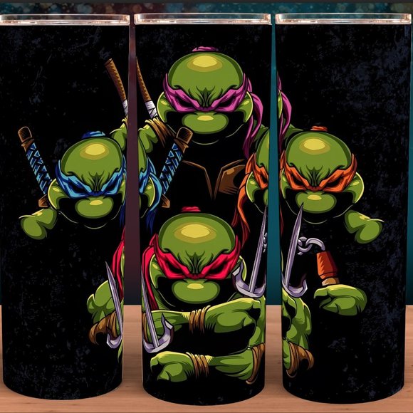 Glow in the Dark TMNT Ninja Turtles Cartoon 80s Cup Mug Tumbler - Picture 2 of 4